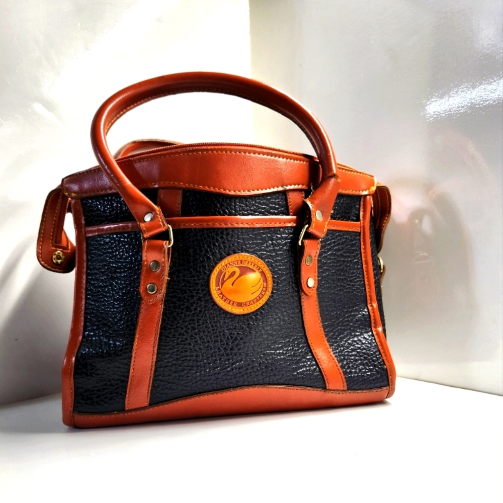 Vintage Dianne Berkeley Black Leather Top Handle Bag